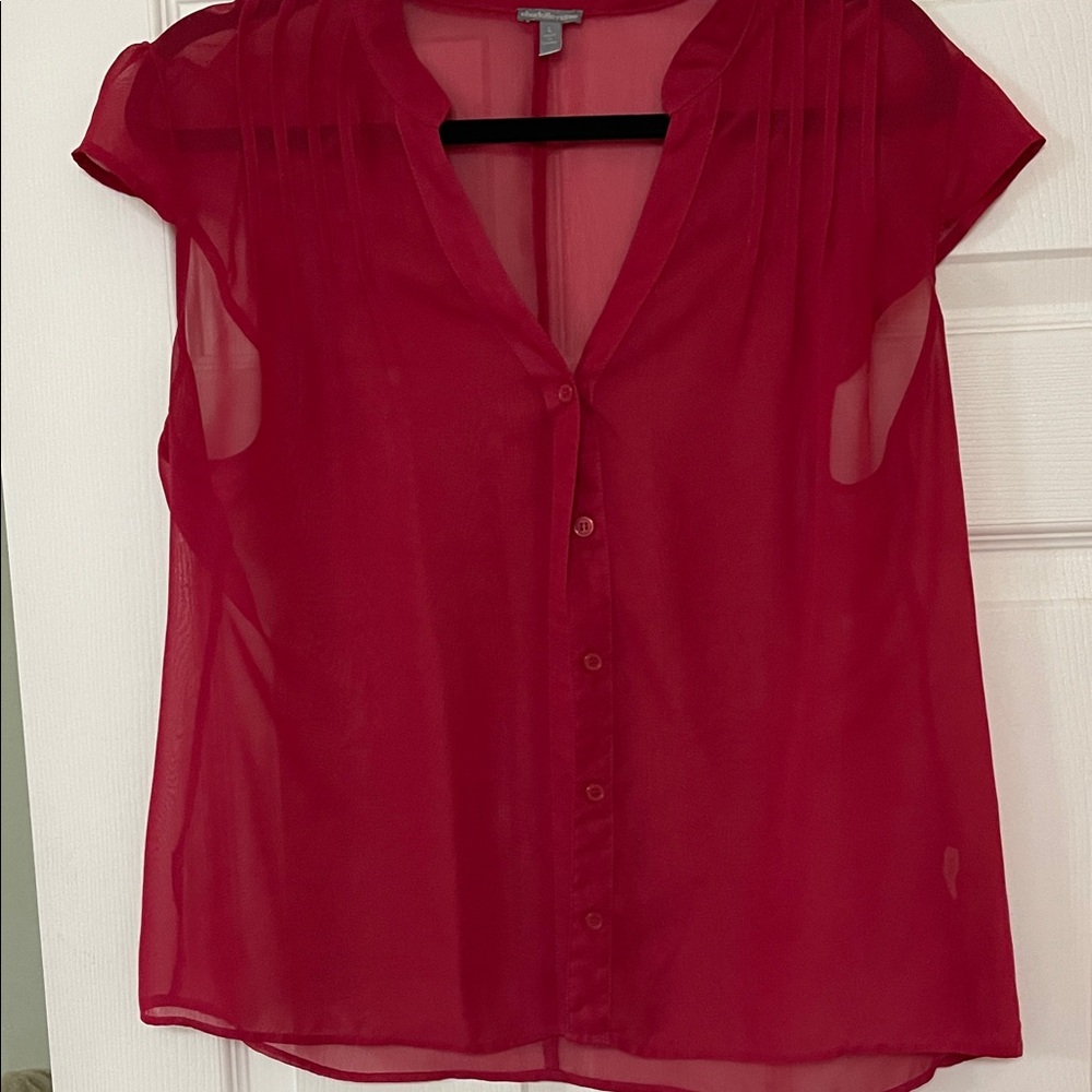 Like New Charlotte Russe Vibrant Red Sheer Blouse